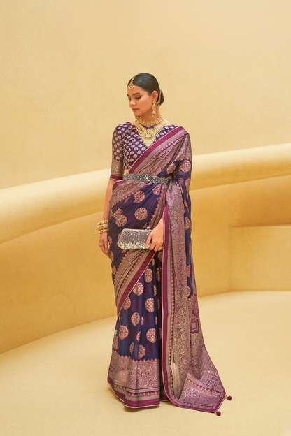 Banarasi Organza Bagh Floral Embellished Designer Saree