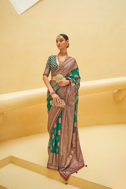 Banarasi Organza Bagh Floral Embellished Designer Saree