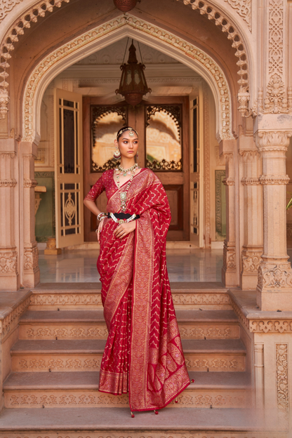 Banarasi Silk Blend Saree with Rich Zari Weaving