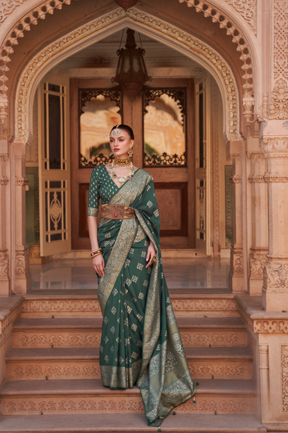 Banarasi Silk Blend Saree with Rich Zari Weaving