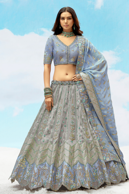 Luxury Silk Lehenga Set with Fine Hand Embroidery