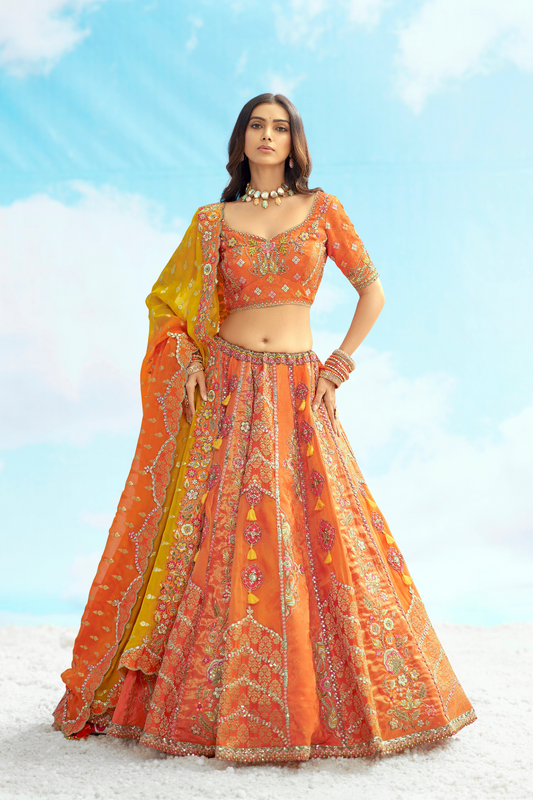 Luxury Silk Lehenga Set with Fine Hand Embroidery