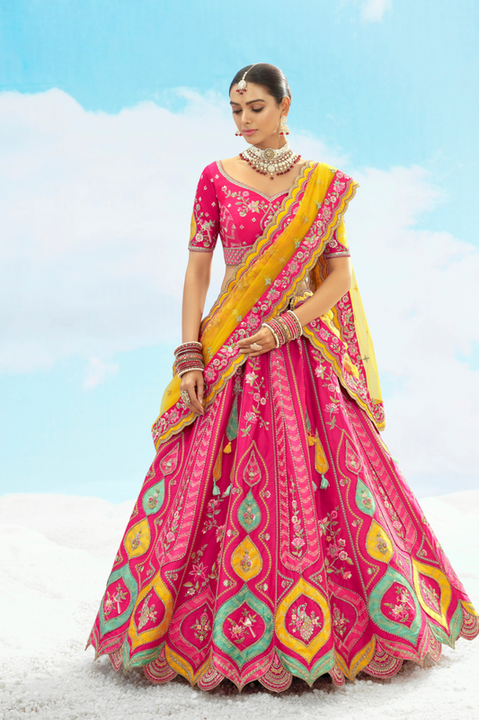 Luxury Silk Lehenga Set with Fine Hand Embroidery