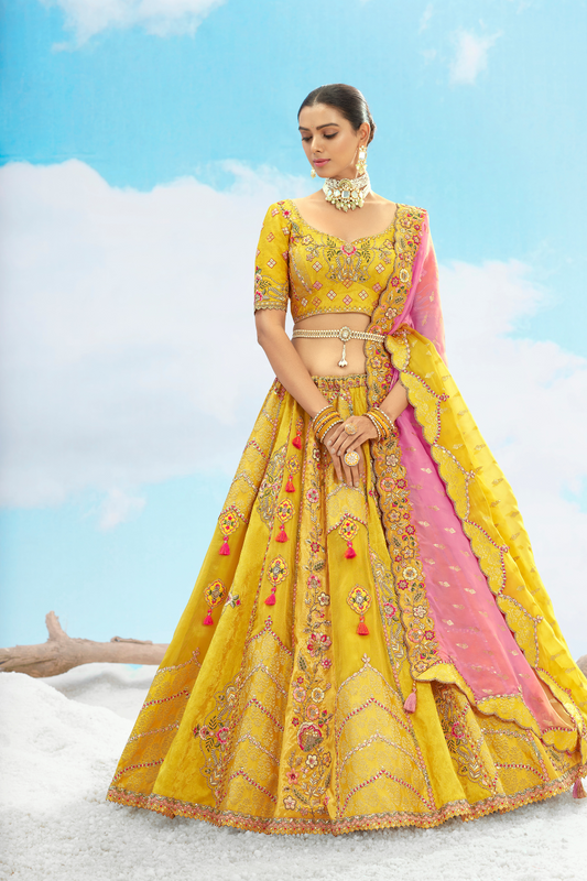 Luxury Silk Lehenga Set with Fine Hand Embroidery