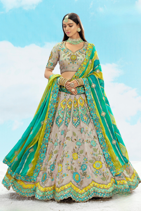 Luxury Silk Lehenga Set with Fine Hand Embroidery