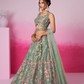 Bridal Net Moti And Sequins Embroidery Lehenga Choli Dupatta