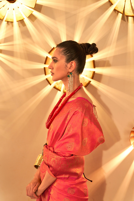 Chaap Handloom Weaving Silk Banarasi Saree with Traditional Charm