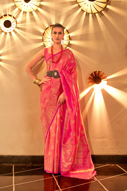 Chaap Handloom Weaving Silk Banarasi Saree with Traditional Charm