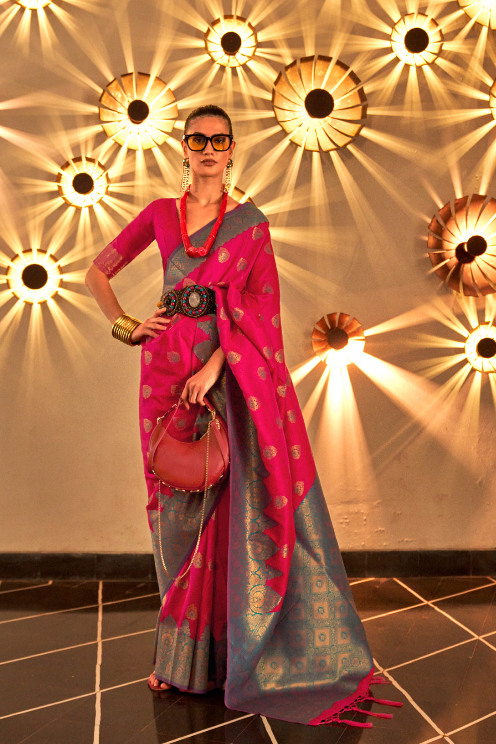 Chaap Handloom Weaving Silk Banarasi Saree with Traditional Charm