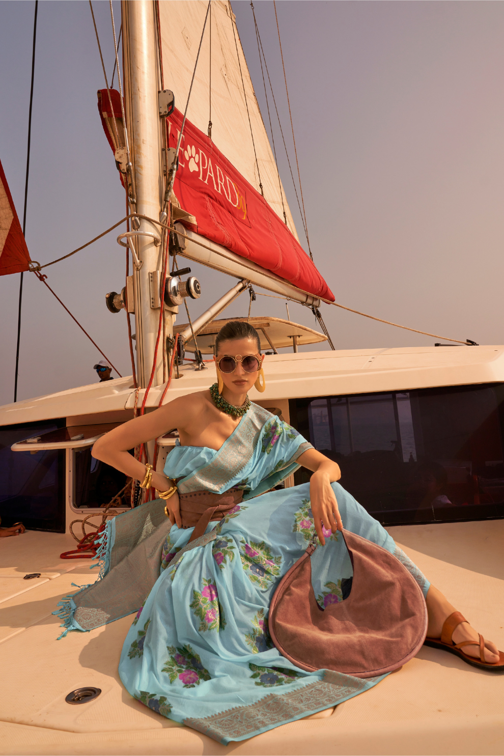 Chinon Nylon Saree with Elegant Handloom Weaving Design