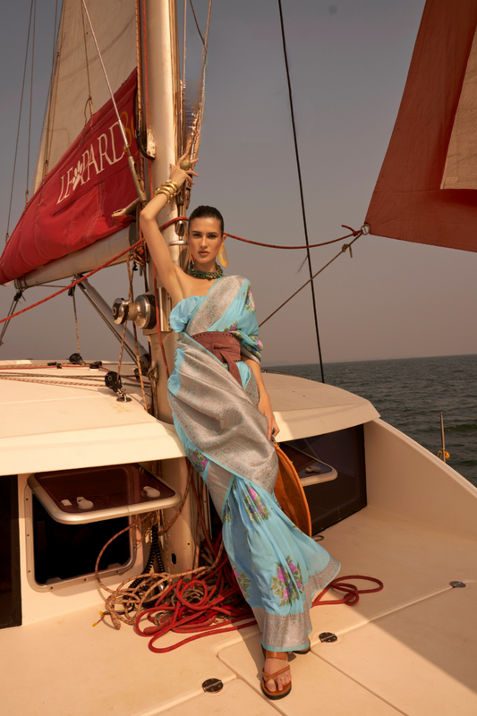 Chinon Nylon Saree with Elegant Handloom Weaving Design