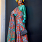 Contemporary Print Satin Crepe Saree with Chic Glossy Drape