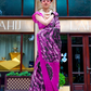 Contemporary Print Satin Crepe Saree with Chic Glossy Drape