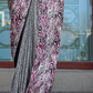 Contemporary Print Satin Crepe Saree with Chic Glossy Drape