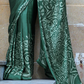 Contemporary Print Satin Crepe Saree with Chic Glossy Drape