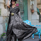 Contemporary Print Satin Crepe Saree with Chic Glossy Drape