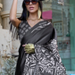Contemporary Print Satin Crepe Saree with Chic Glossy Drape