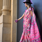 Contemporary Print Satin Crepe Saree with Chic Glossy Drape