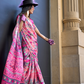 Contemporary Print Satin Crepe Saree with Chic Glossy Drape