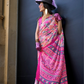 Contemporary Print Satin Crepe Saree with Chic Glossy Drape
