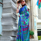 Contemporary Print Satin Crepe Saree with Chic Glossy Drape