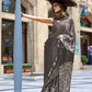 Contemporary Print Satin Crepe Saree with Chic Glossy Drape