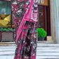 Contemporary Print Satin Crepe Saree with Chic Glossy Drape