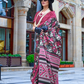 Contemporary Print Satin Crepe Saree with Chic Glossy Drape