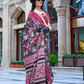 Contemporary Print Satin Crepe Saree with Chic Glossy Drape