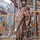 Contemporary Print Satin Crepe Saree with Chic Glossy Drape