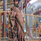 Contemporary Print Satin Crepe Saree with Chic Glossy Drape
