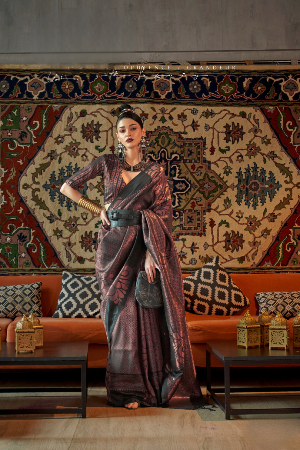 Elegant Art Silk Saree with Copper Zari Handloom Weaving