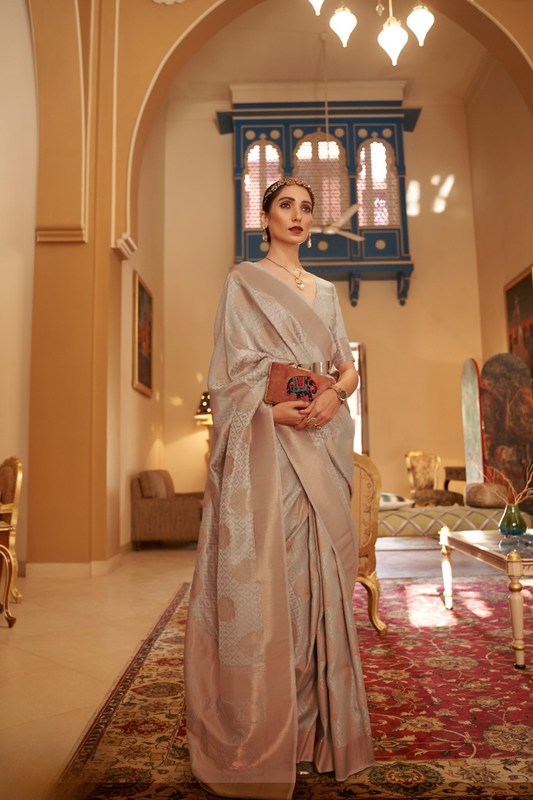 Handloom Woven Saree with Rich Copper Zari Detailing