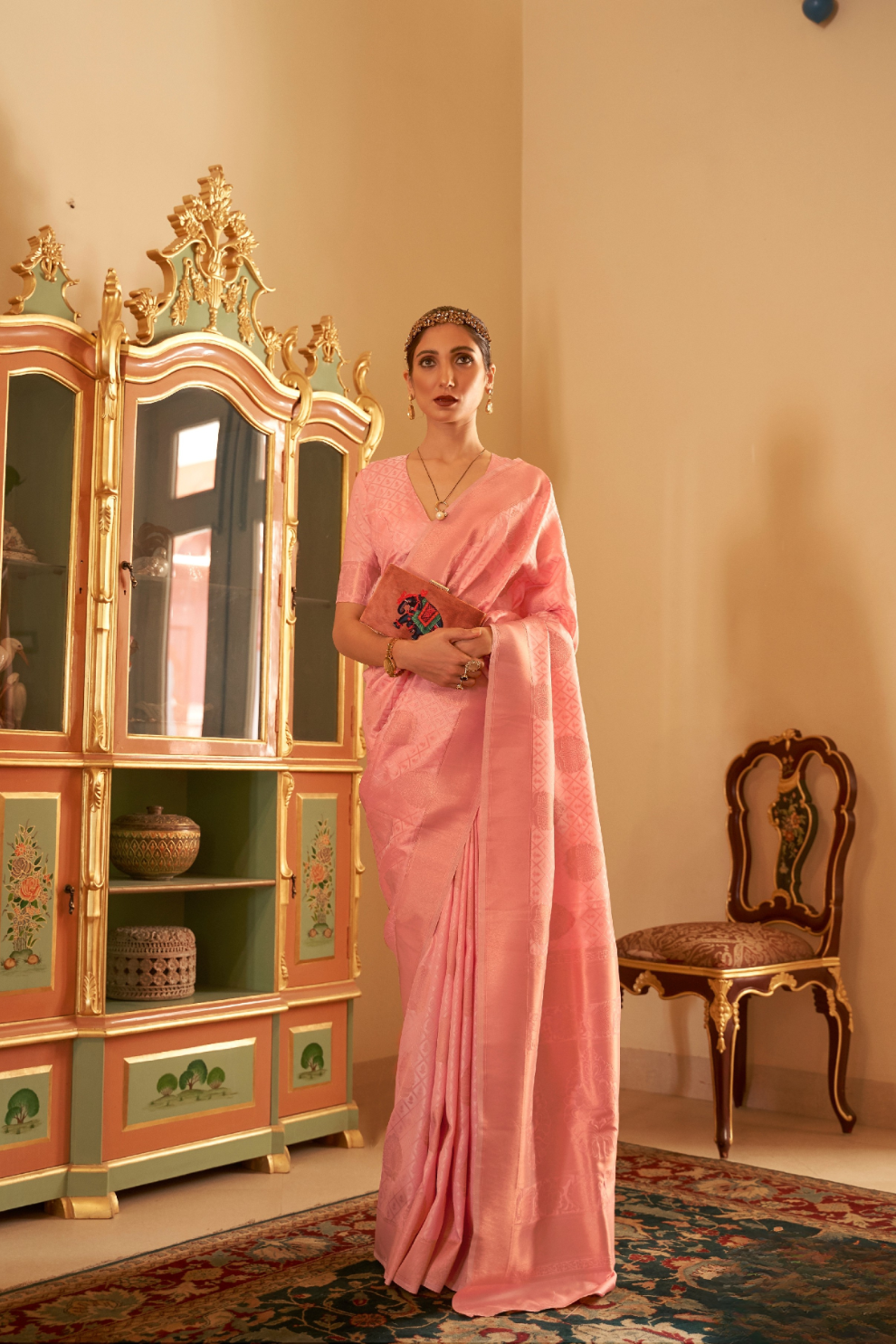 Handloom Woven Saree with Rich Copper Zari Detailing