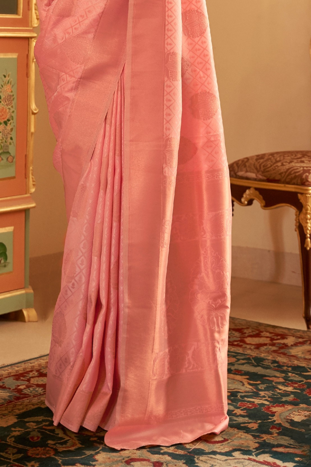 Handloom Woven Saree with Rich Copper Zari Detailing