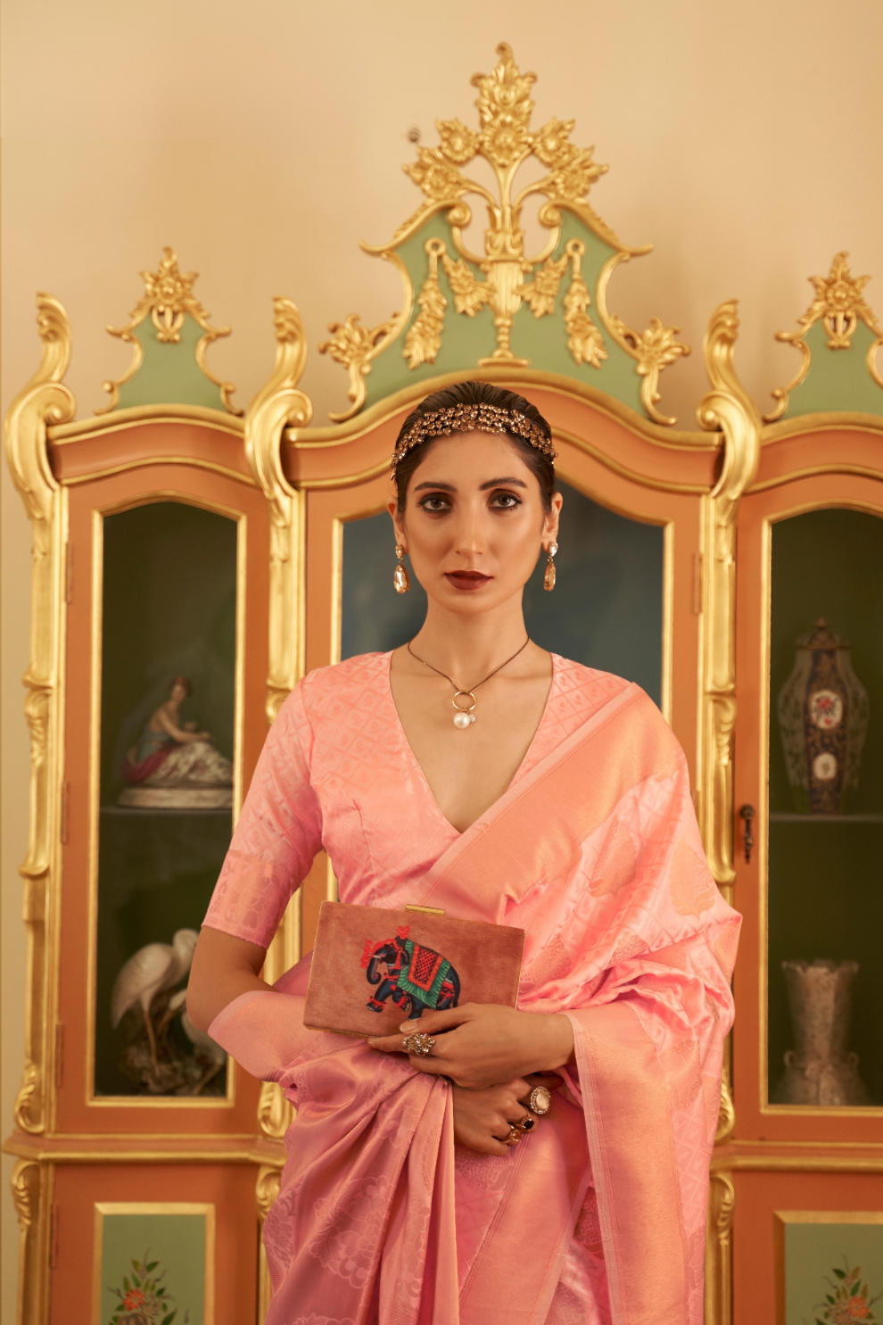 Handloom Woven Saree with Rich Copper Zari Detailing