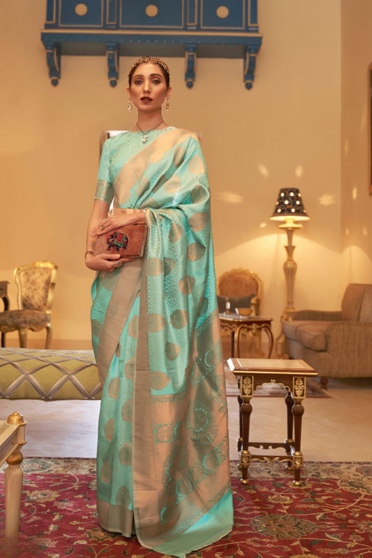 Handloom Woven Saree with Rich Copper Zari Detailing
