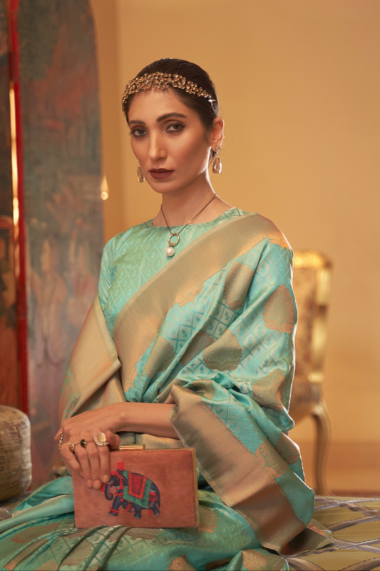 Handloom Woven Saree with Rich Copper Zari Detailing