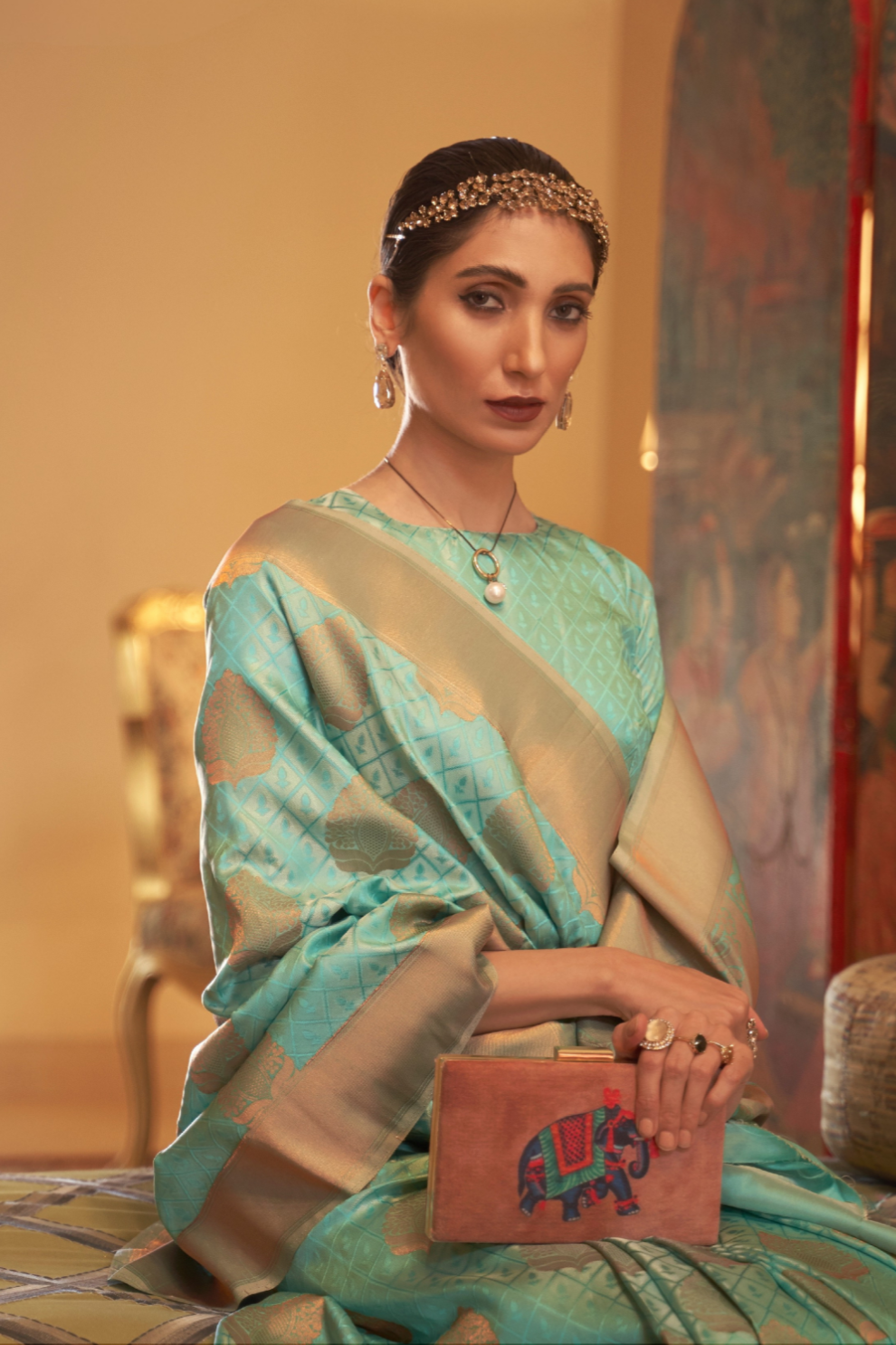 Handloom Woven Saree with Rich Copper Zari Detailing