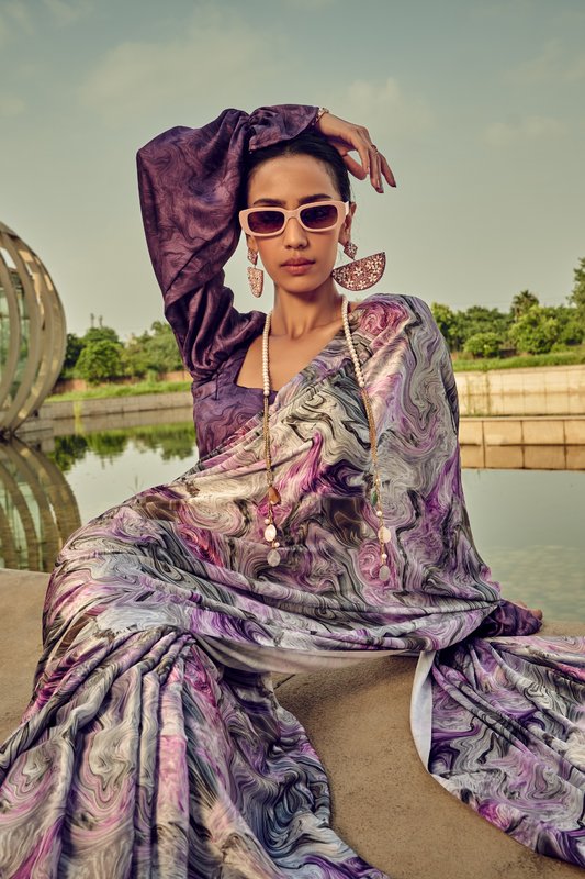 Vibrant Elegance in Digitally Printed Designer Sarees