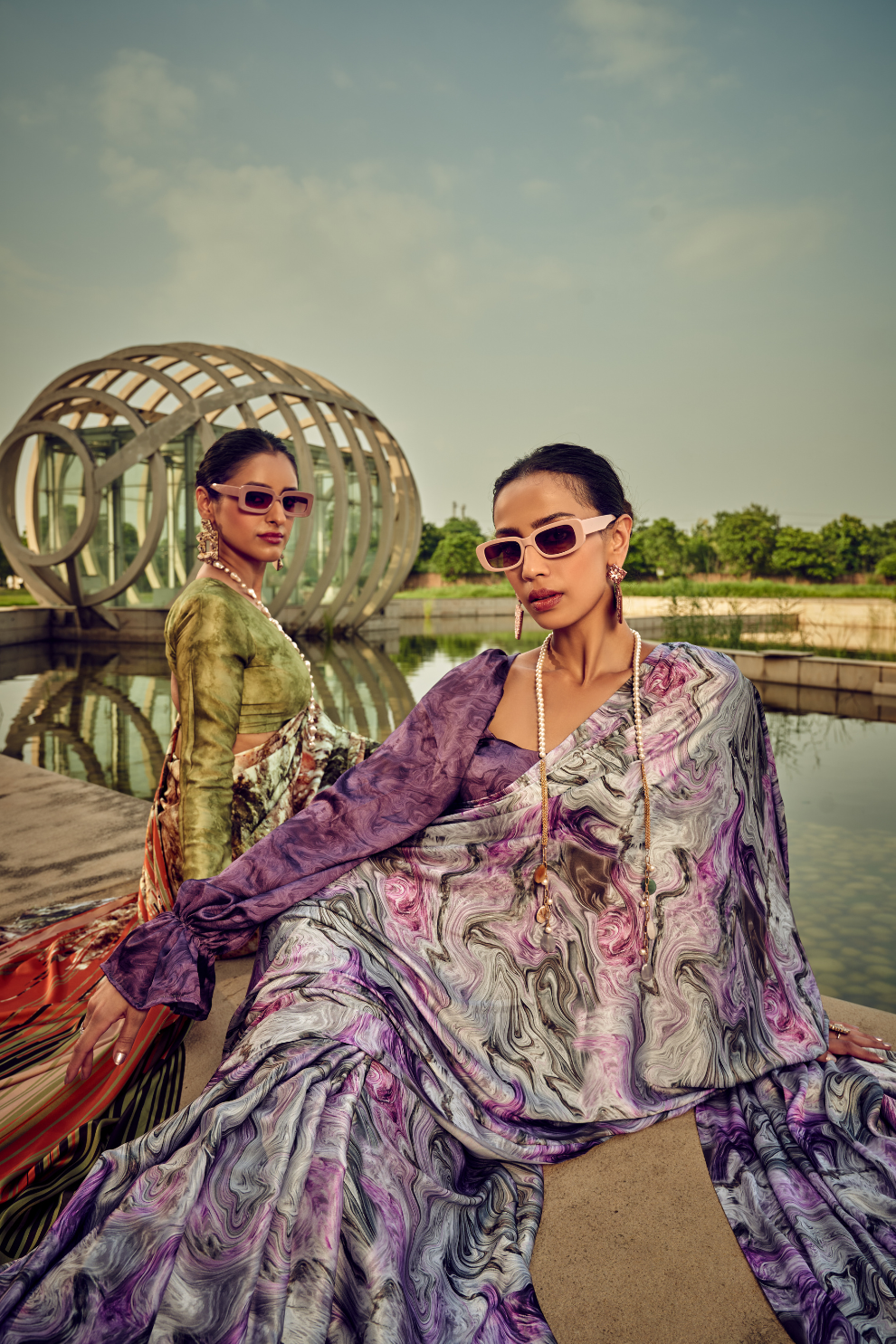 Vibrant Elegance in Digitally Printed Designer Sarees