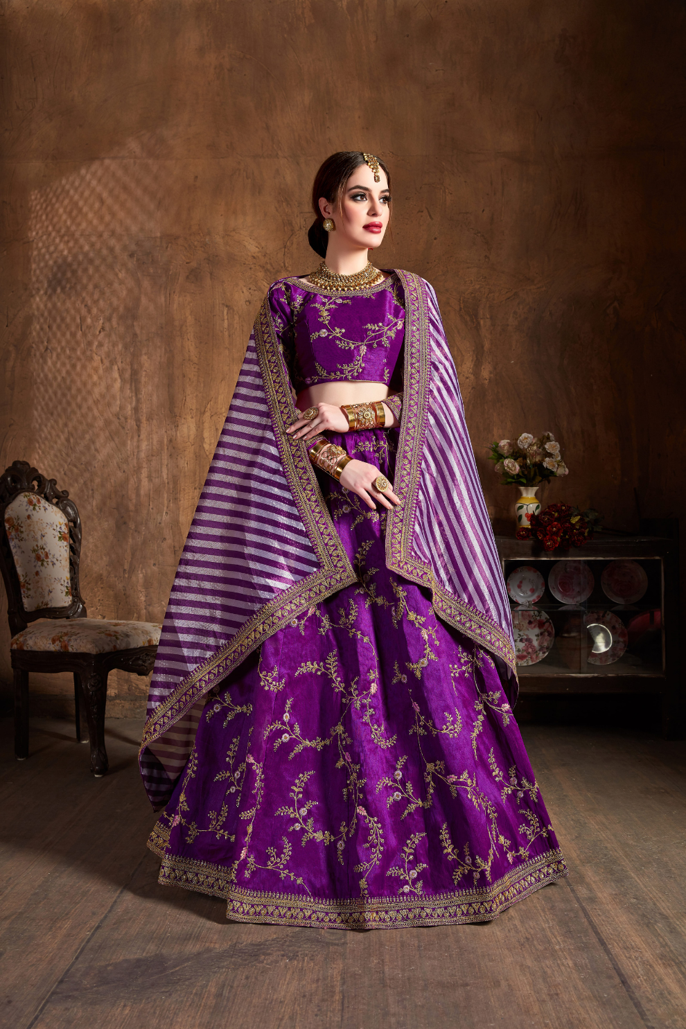 Elegant Dori, Badla & Sequins Embroidered Lehenga Set