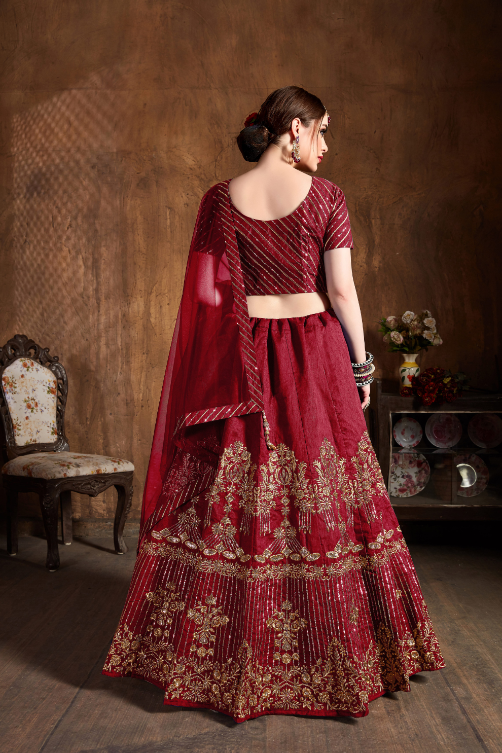 Elegant Dori, Badla & Sequins Embroidered Lehenga Set