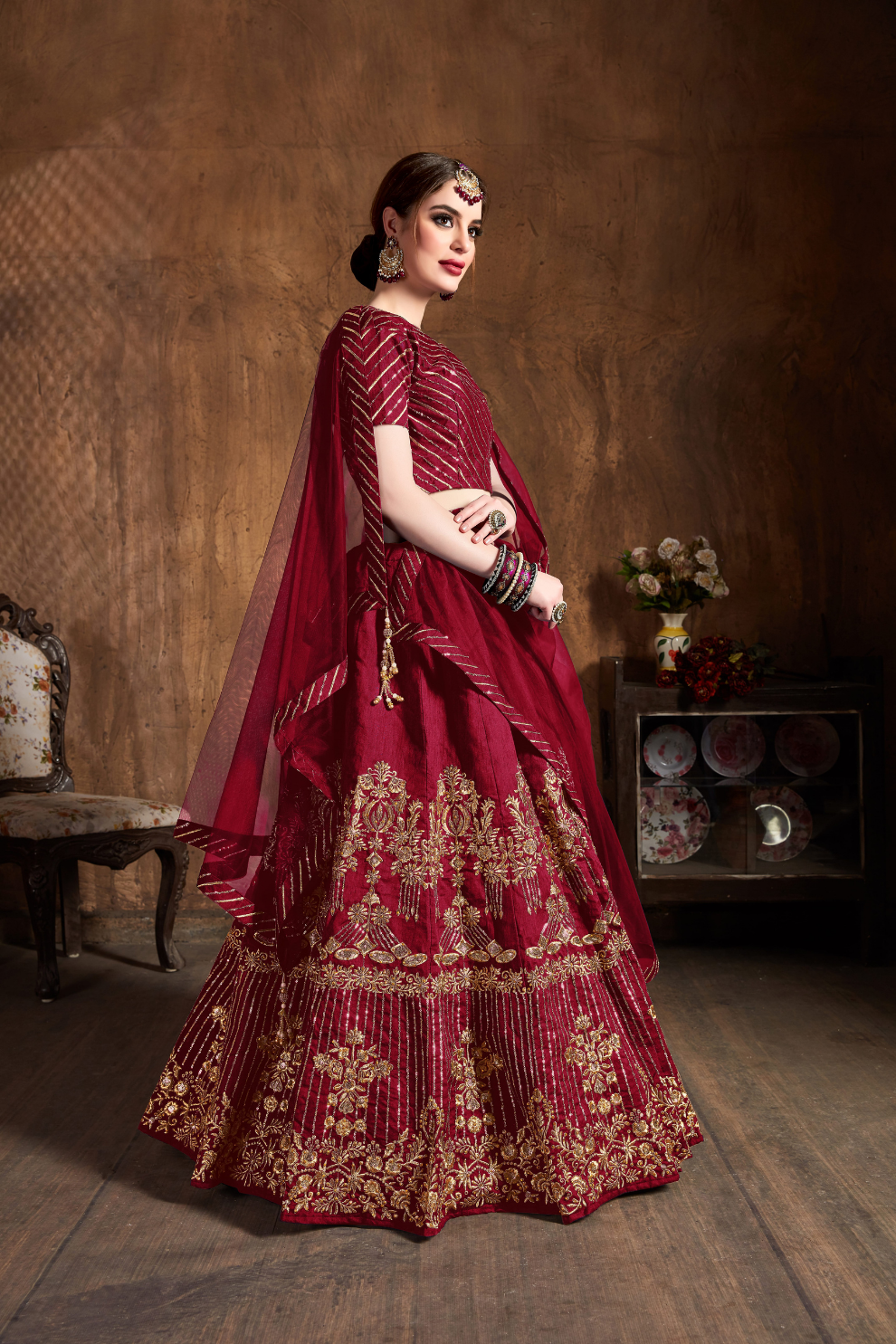 Elegant Dori, Badla & Sequins Embroidered Lehenga Set