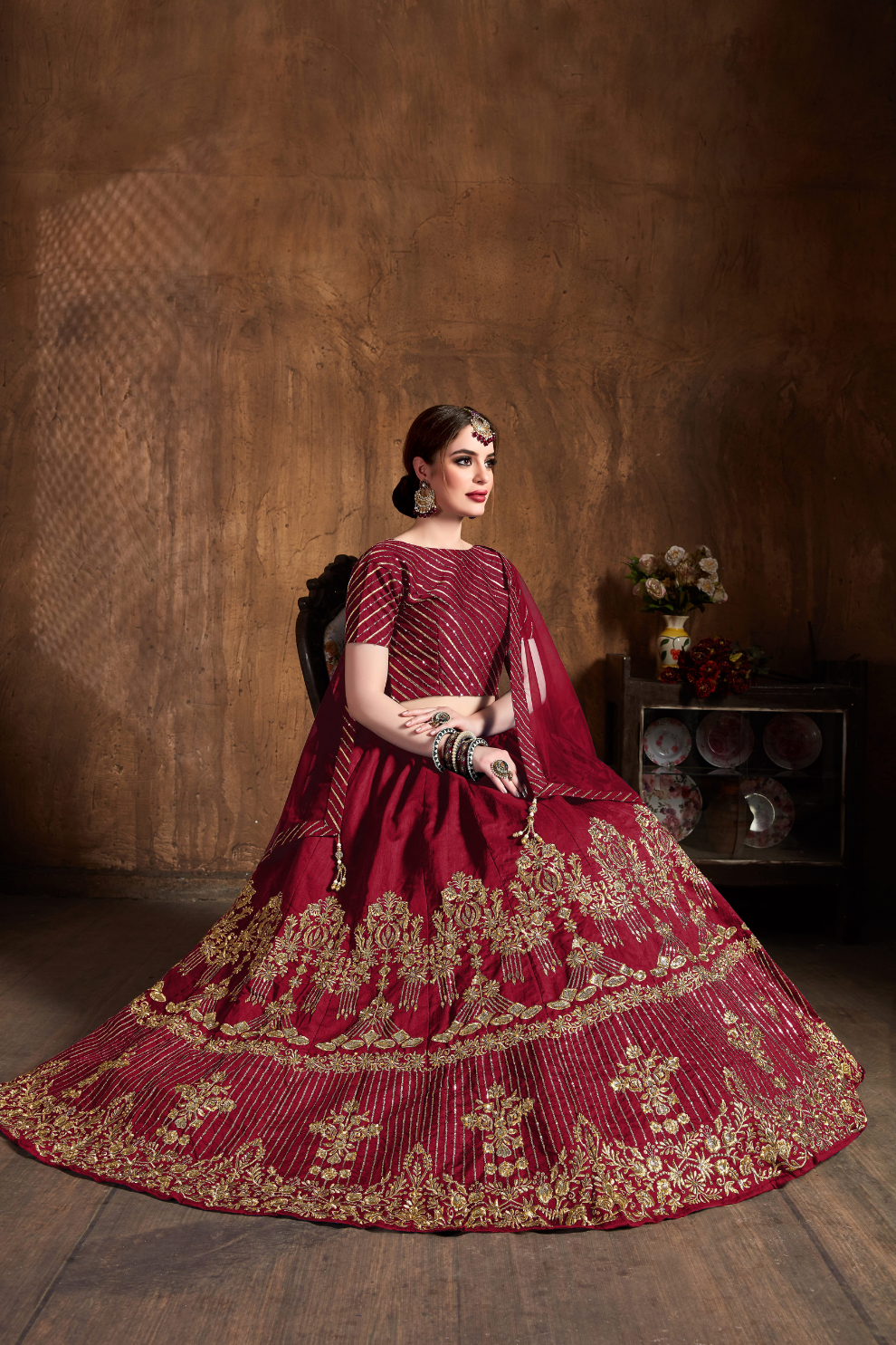 Elegant Dori, Badla & Sequins Embroidered Lehenga Set