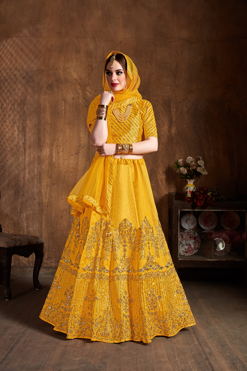 Elegant Dori, Badla & Sequins Embroidered Lehenga Set
