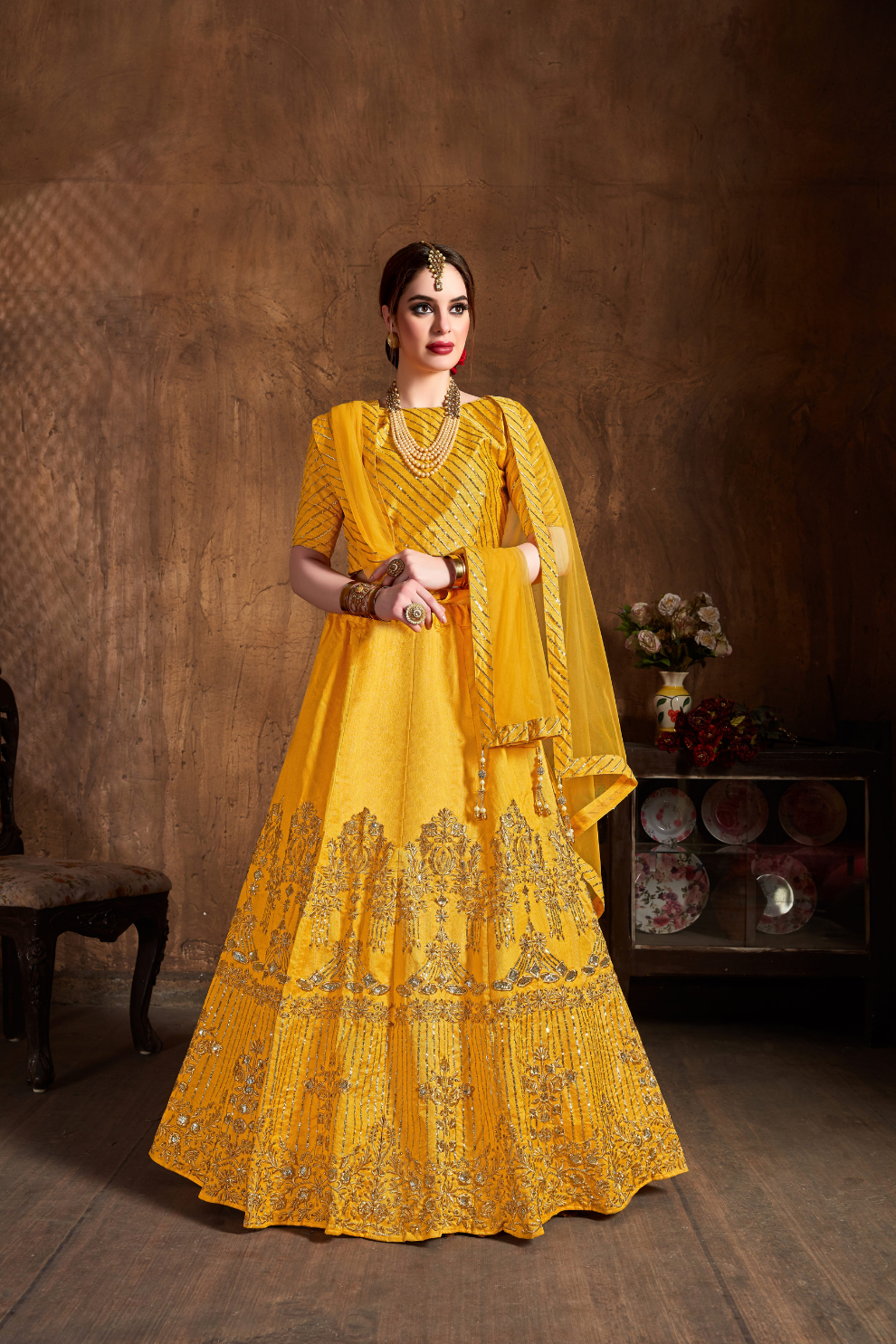 Elegant Dori, Badla & Sequins Embroidered Lehenga Set