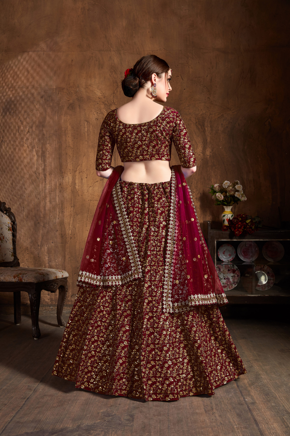 Elegant Dori, Badla & Sequins Embroidered Lehenga Set