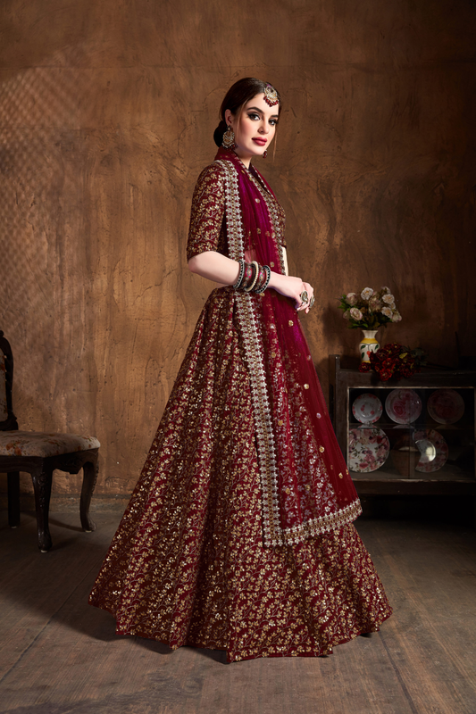 Elegant Dori, Badla & Sequins Embroidered Lehenga Set