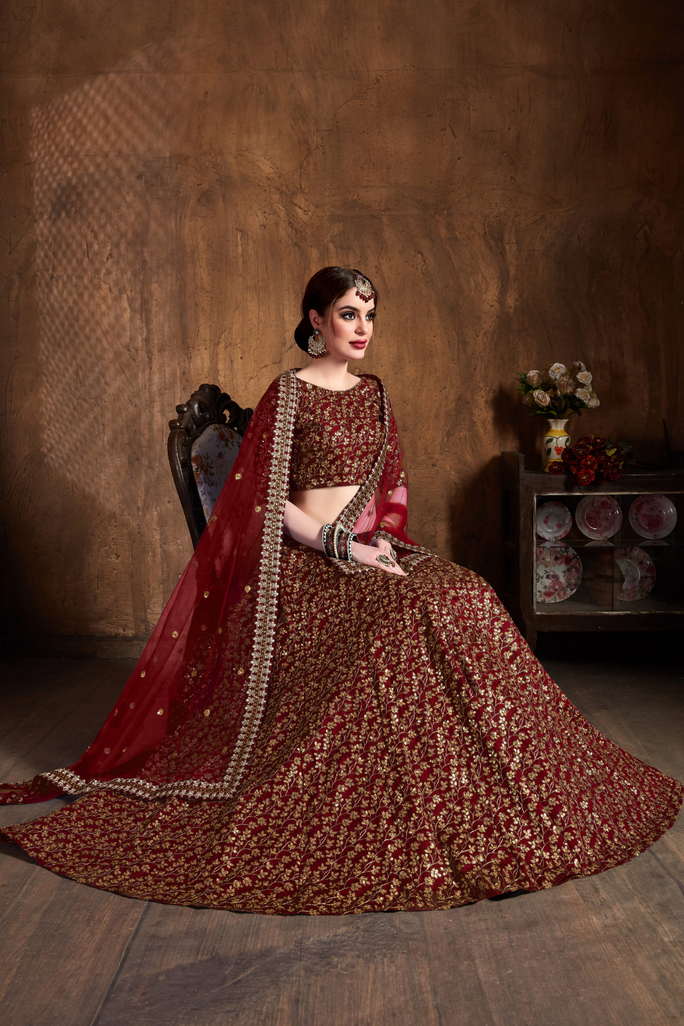 Elegant Dori, Badla & Sequins Embroidered Lehenga Set